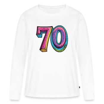 70 chiffres colorés - T-shirt manches longues Premium bio Femme - blanc - Devant - Julia (174cm)