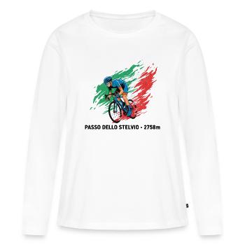 Passage dello Stelvio Grimpeur Colour Burst - T-shirt manches longues Premium bio Femme - blanc - Devant - Julia (174cm)