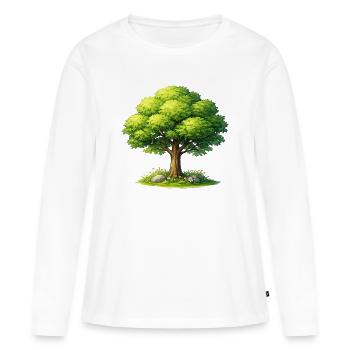 Baum im Sonnenlicht  - Frauen Premium Bio Langarmshirt - Weiß - Vorne - Julia (174cm)
