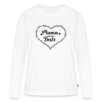 Maman est la meilleure - cœur - personnalisable - T-shirt manches longues Premium bio Femme - blanc - Devant - Julia (174cm)