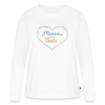 Maman est la meilleure - cœur - personnalisable - T-shirt manches longues Premium bio Femme - blanc - Devant - Julia (174cm)
