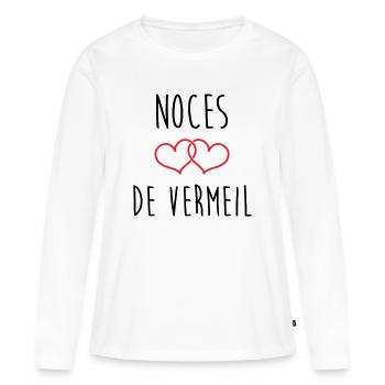 Noces de vermeil 45 ans de mariage - T-shirt manches longues Premium bio Femme - blanc - Devant - Julia (174cm)