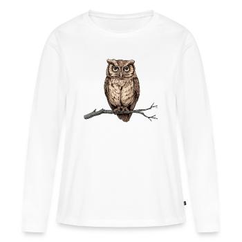 chouette charmante - T-shirt manches longues Premium bio Femme - blanc - Devant - Julia (174cm)