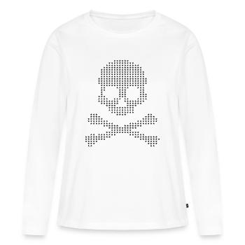 Crâne étoilé et os croisés - T-shirt manches longues Premium bio Femme - blanc - Devant - Julia (174cm)