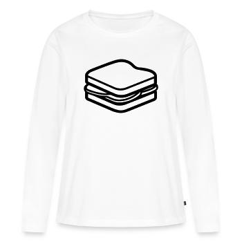 sandwich - T-shirt manches longues Premium bio Femme - blanc - Devant - Julia (174cm)