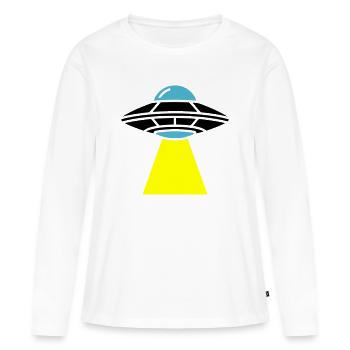 UFO Alien Raumschiff Licht - Frauen Premium Bio Langarmshirt - Weiß - Vorne - Julia (174cm)