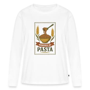 Powered by Pasta | Pasta power - Women's Premium Organic Long Sleeve Shirt - white - Front - Julia (174cm)