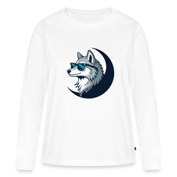 Loup Lunatique Lunettes Soleil - T-shirt manches longues Premium bio Femme - blanc - Devant - Julia (174cm)