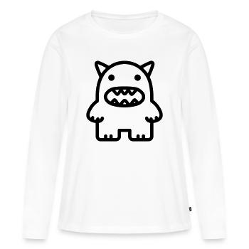 monstre - T-shirt manches longues Premium bio Femme - blanc - Devant - Julia (174cm)