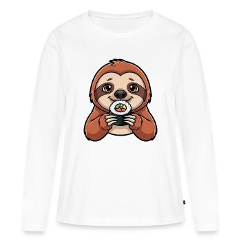 Sushi au paresseux Poisson cru cuisine japonaise - T-shirt manches longues Premium bio Femme - blanc - Devant - Julia (174cm)