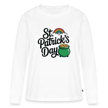 Pot d’or de la Saint-Patrick, Rainbow Lucky Design - T-shirt manches longues Premium bio Femme - blanc - Devant - Julia (174cm)