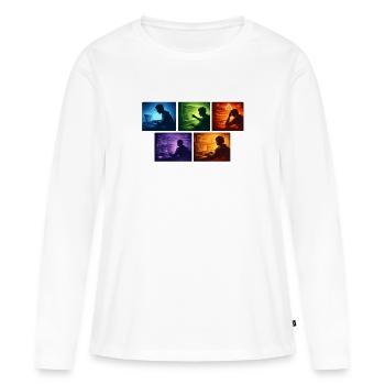 Ombre de code multi-écran - T-shirt manches longues Premium bio Femme - blanc - Devant - Julia (174cm)