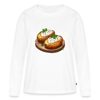 Pommes de terre veste avec du quark - T-shirt manches longues Premium bio Femme - blanc - Devant - Julia (174cm)
