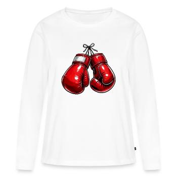 boxhandschuhe - Frauen Premium Bio Langarmshirt - Weiß - Vorne - Julia (174cm)
