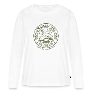 Son label de bière jamaïcaine Reggae Time - T-shirt manches longues Premium bio Femme - blanc - Devant - Julia (174cm)