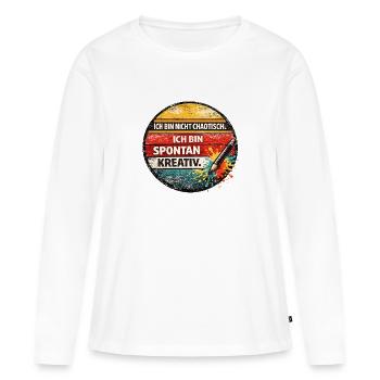 Créatif spontanément : Pas chaotique - T-shirt manches longues Premium bio Femme - blanc - Devant - Julia (174cm)