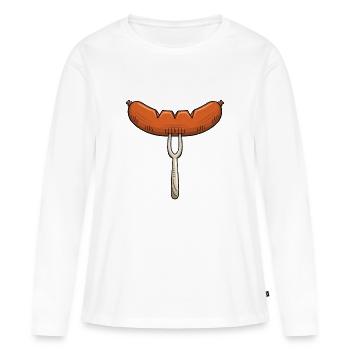 Bratwurst Grill Outfit Fans de grill Amoureux de saucisses - T-shirt manches longues Premium bio Femme - blanc - Devant - Julia (174cm)