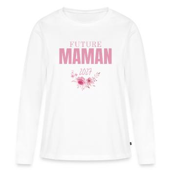 Floral Mom-to-be 2027 - Women's Premium Organic Long Sleeve Shirt - white - Front - Julia (174cm)