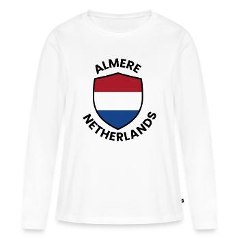 Almere Shield, Niederlande - Frauen Premium Bio Langarmshirt - Weiß - Vorne - Julia (174cm)