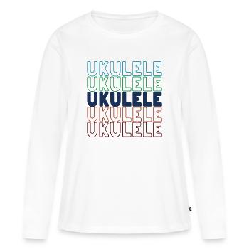 Ukulele typography - Women's Premium Organic Long Sleeve Shirt - white - Front - Julia (174cm)