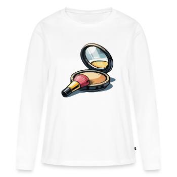 Powder brush illustration makeup - Women's Premium Organic Long Sleeve Shirt - white - Front - Julia (174cm)