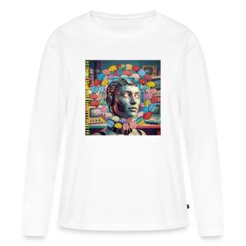 Android mit Gehirnsatelliten - Frauen Premium Bio Langarmshirt - Weiß - Vorne - Julia (174cm)