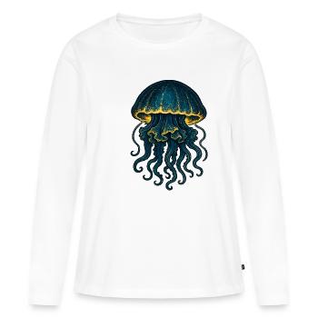 Leuchtende Tiefseequalle Galaxis - Frauen Premium Bio Langarmshirt - Weiß - Vorne - Julia (174cm)