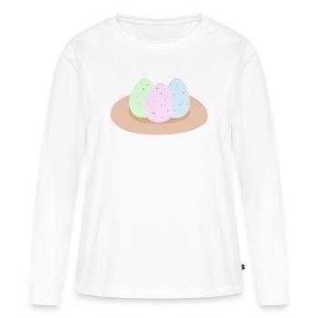 Pastell-Ostereier-Nest - Frauen Premium Bio Langarmshirt - Weiß - Vorne - Julia (174cm)