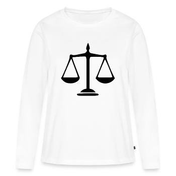 Avocat Droit Droit Avocat Balance Droit Judiciaire - T-shirt manches longues Premium bio Femme - blanc - Devant - Julia (174cm)