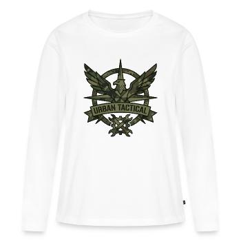 Motif mécanique des pionniers des Tactiques Urbaines - T-shirt manches longues Premium bio Femme - blanc - Devant - Julia (174cm)