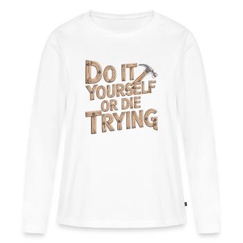 DIY Heimwerker T-Shirt - T-shirt manches longues Premium bio Femme - blanc - Devant - Julia (174cm)