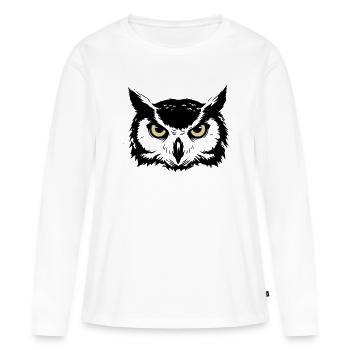 Tête de hibou mystique Nature - T-shirt manches longues Premium bio Femme - blanc - Devant - Julia (174cm)