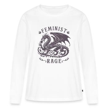 Feministisches Feminist Rage Vintage Drachen - Frauen Premium Bio Langarmshirt - Weiß - Vorne - Julia (174cm)