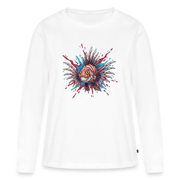 Poisson épineux avec un accent coloré - T-shirt manches longues Premium bio Femme - blanc - Devant - Julia (174cm)