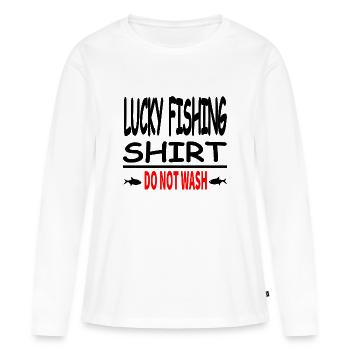 Pêche - T-shirt manches longues Premium bio Femme - blanc - Devant - Julia (174cm)