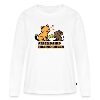 Freundschaft Ohne Regeln Katze Maus - Frauen Premium Bio Langarmshirt - Weiß - Vorne - Julia (174cm)