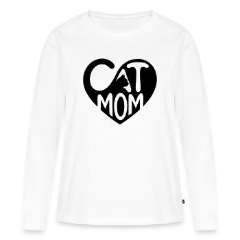 Maman Chat, Cœur de Maman Chat - T-shirt manches longues Premium bio Femme - blanc - Devant - Julia (174cm)