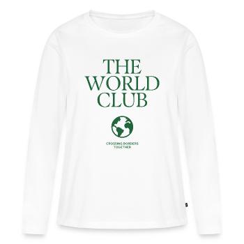Le Club du Monde – Surmonter les frontières - T-shirt manches longues Premium bio Femme - blanc - Devant - Julia (174cm)