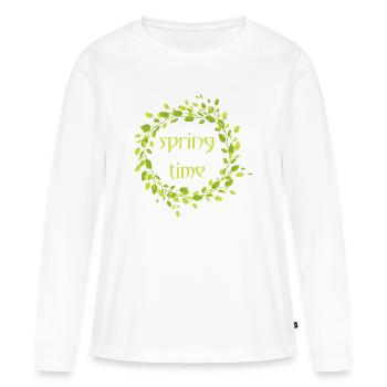 Source - T-shirt manches longues Premium bio Femme - blanc - Devant - Julia (174cm)