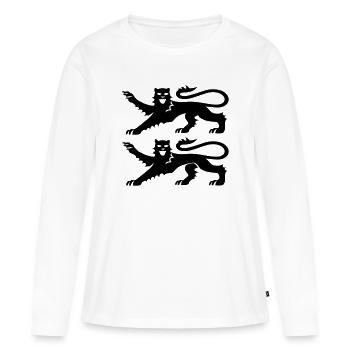 Blason Normandie 2 Léopards Noir - T-shirt manches longues Premium bio Femme - blanc - Devant - Julia (174cm)