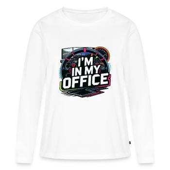 Ich bin in meinem Büro - Frauen Premium Bio Langarmshirt - Weiß - Vorne - Julia (174cm)