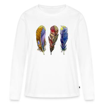 Stylo - T-shirt manches longues Premium bio Femme - blanc - Devant - Julia (174cm)