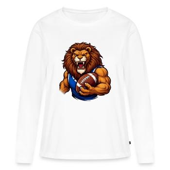 Löwe Football Maskottchen - Frauen Premium Bio Langarmshirt - Weiß - Vorne - Julia (174cm)