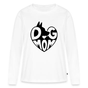 Maman de chien, Cœur de maman de chien - T-shirt manches longues Premium bio Femme - blanc - Devant - Julia (174cm)