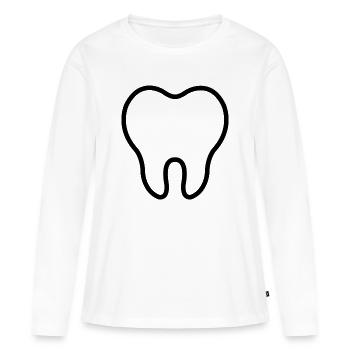 Dent - T-shirt manches longues Premium bio Femme - blanc - Devant - Julia (174cm)