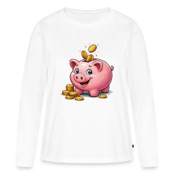 Sparschwein Glücksgold - Frauen Premium Bio Langarmshirt - Weiß - Vorne - Julia (174cm)