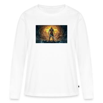 Beowulf combat le Monstre avec l’Épée Ancienne - T-shirt manches longues Premium bio Femme - blanc - Devant - Julia (174cm)