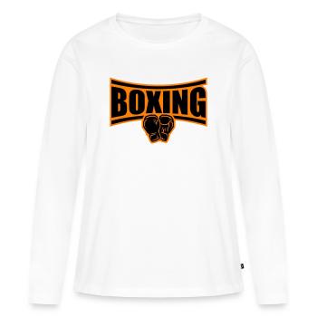 Boîtes de boxe - T-shirt manches longues Premium bio Femme - blanc - Devant - Julia (174cm)