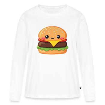 hamburger - T-shirt manches longues Premium bio Femme - blanc - Devant - Julia (174cm)