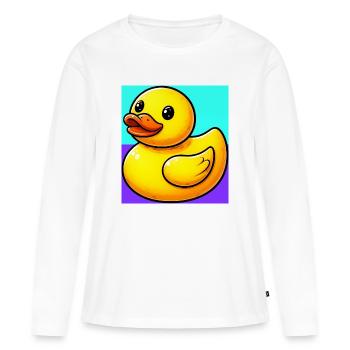 Ente Ente Ente Ente Ente - Frauen Premium Bio Langarmshirt - Weiß - Vorne - Julia (174cm)